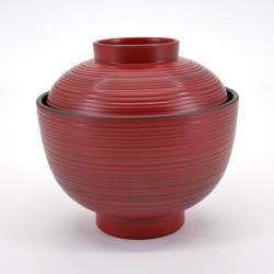 japanese red bowl with lid KOMARU NEGORO