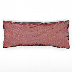 assiette longue rectangulaire noire pinceau rouge 31cm SHUHAKE TENMOKU