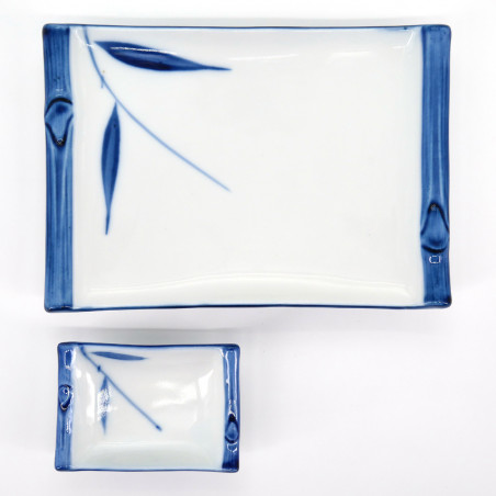 dúo de placas rectangulares japonesas , FUCHI TAKE GOSU SASA, blanca