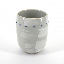 japanese white brush and blue dots teacup SHIROHAKE DOT