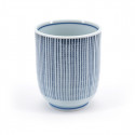 tasse blanche japonaise ligne bleues SEIJI TOKUSA