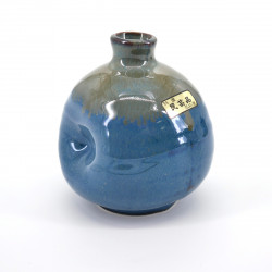japanese blue beige soliflore vase H9xØ8cm NAMAKORYÛ MINGEI HANABIN