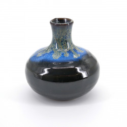 vase japonais bleu foncé soliflore H9xØ8,5cm AO NAGASHI MINI HANABIN