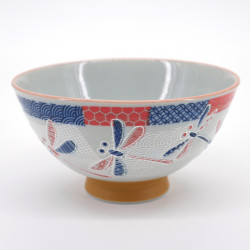 japanese red blue dragonfly bowl Ø11,5cm NAKAHIRA ICHIMATSU TOMBO