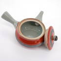 japanese red and grey teapot in ceramic 0,3L SHUMAKI KINSAI