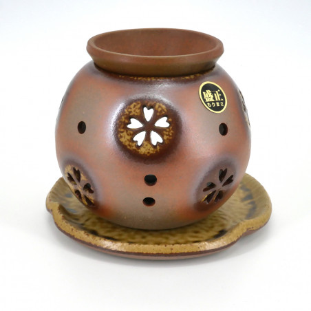 Japanese perfume burner for aromatherapy, MORIMASA, brown