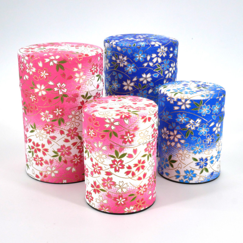 boîte à thé japonaise en papier washi 40g 100g rose bleu au choix