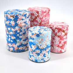boîte à thé japonaise en papier washi 40g 100g bleu rose au choix
