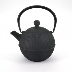 black japanese round Cast Iron Teapot Temari 0,5 lt