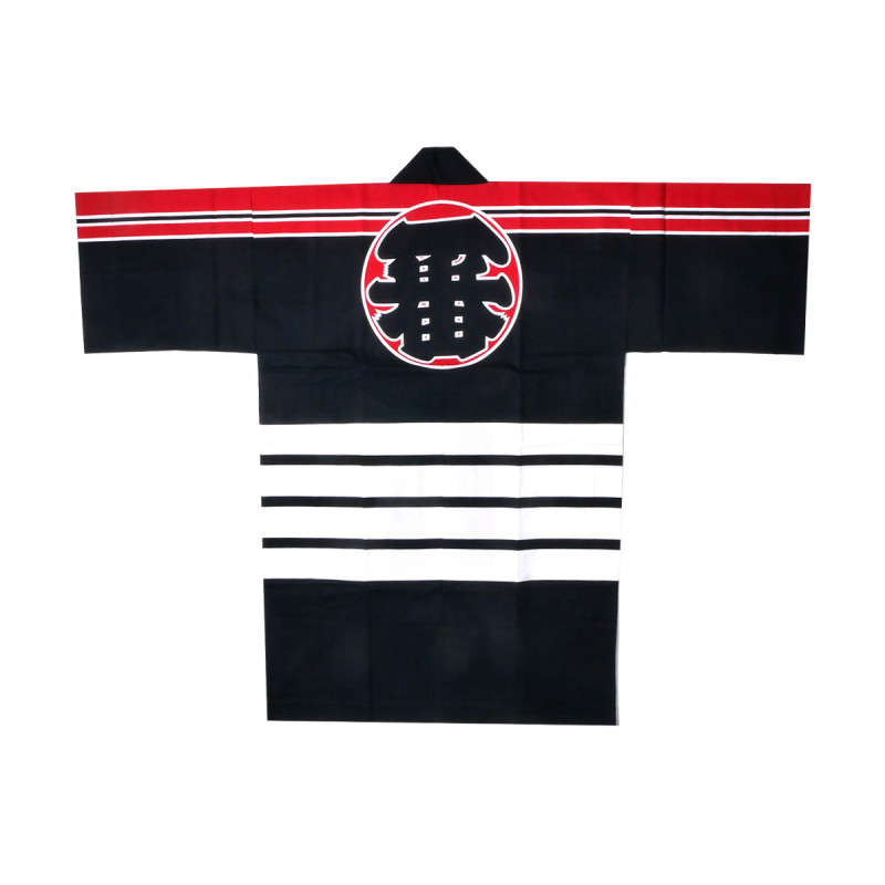 Japanese black traditional cotton haori jacket for matsuri festival ICHIBAN