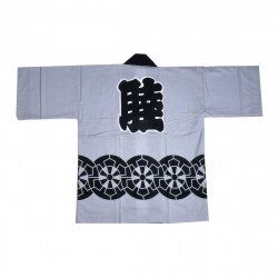 Japanese cotton grey haori jacket for matsuri festival wheel