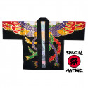 Japanese cotton black haori jacket for matsuri festival phoenix