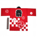 haori veste japonaise en coton rouge pour festival matsuri damier