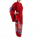 Kimono rojo tradicional japonés para mujer, UTAÔJO, poemas y princesas brillantes