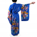 Kimono blu tradizionale giapponese per le donne, UTAÔJO, poesie e principesse brillanti