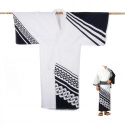 Yukata prestigio de algodón japonés para hombre, KUROGUSARI, blanco