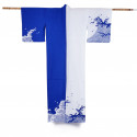 Yukata prestigio giapponese di cotone per le donne, SHIRANAMI, blu