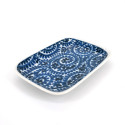 small rectangular Japanese plate, TAKO KARAKUSA, blue
