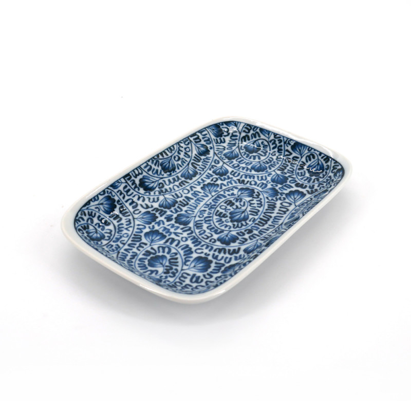 piccolo piatto rettangolare giapponese, KARAKUSA, blu