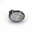 Japanese round plate with bowl, SHIROHAKE, brown