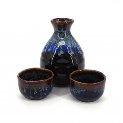 Servizio di sake giapponese 2 bicchieri e 1 bottiglia, KUROBURU, blu