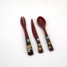 Trio Löffel - Gabel - Messer aus Resin für Dessert, AKA, rot