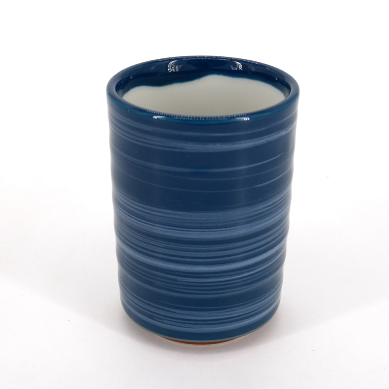 grande tasse bleue 10cm japonaise HAKE en céramique pinceau