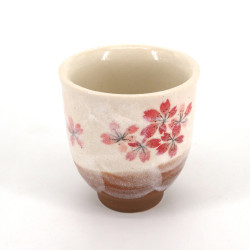 japanese beige ceramic teacup HEIAN cherry blossoms
