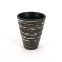 Grande tazza marrone da tè giapponese di ceramica 11.2cm, YUKINOMAI, linee