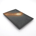 Japanese rectangle plate in ceramic, BIZEN, black and rust
