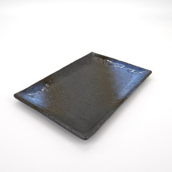Japanese rectangle plate in ceramic, AOGUMO, black and blue