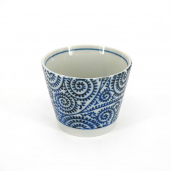 Japanese soba cup in ceramic TAKO KARAKUSA blue patterns