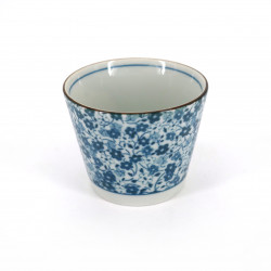 Japanese soba cup in ceramic KOHANA blue flowers