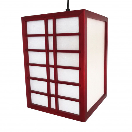 Japanese pendant light in red wood, NIKKO, 19.5 x 28.5cm