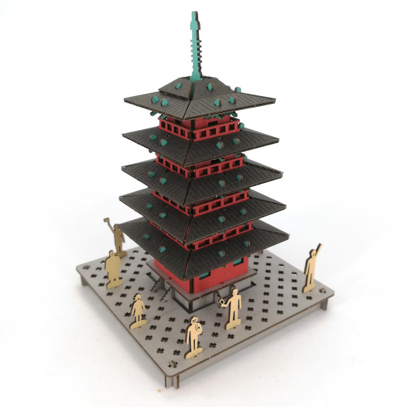 mini modello de carton, TO, Pagoda roja con 5 pisos.