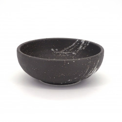 tazón de sopa japonés de cerámica Ø17x6,2cm, FUBUKI, negro y cepillo blanco