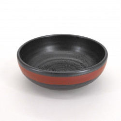 tazón de sopa japonés de cerámica Ø17x6,2cm, AKANE, negro y lineas rojas