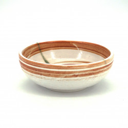 tazón de sopa japonés de cerámica Ø17x6,2cm, HISUI, blanco y naranja