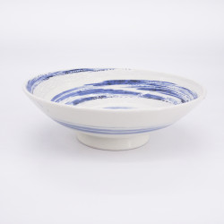 grand bol ramen japonais bleu et blanc en céramique UZUMAKI tourbillon