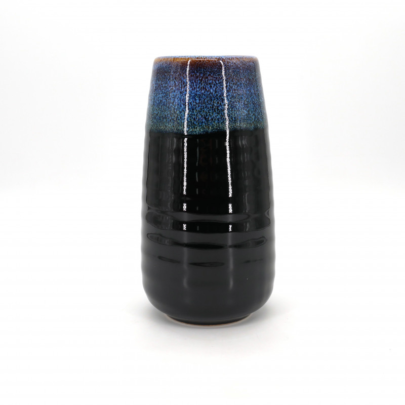 vaso giapponese, KUROHANABIN Ø22x11cm, nero e blu