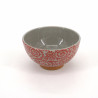 Cuenco de arroz japonés rojo pequeño de cerámica, TAKOKARAKUSA motivos rojos