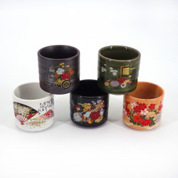 juego de 5 tazas de sake japonesas tradicionales 5 imagenes WANOIROSAI flores