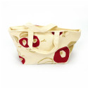 Japanese white cotton bag, 29.5x15.5cm red flowers