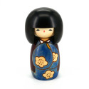 muñeca de madera japonesa - kokeshi, KOJITSU, azul