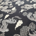 tela japonesa negra, 100% algodón, dragon
