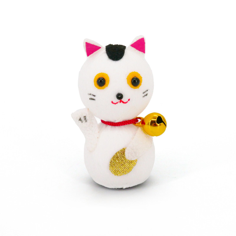 bambola giapponese, fatta di carta - okiagari, MANEKINEKO, gatto bianco