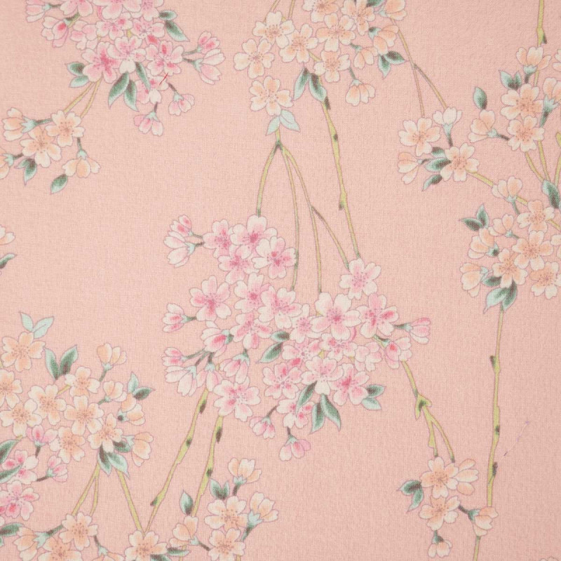 tissu rose japonais en coton motifs fleurs fabriqué au Japon largeur 110 cm x 1m