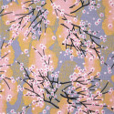 tissu violet japonais en coton branches petites fleurs fabriqué au Japon largeur 112 cm x 1m