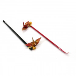 Gratte-oreille japonais avec grue origami, Mimikaki, ORIZURU, noir ou rouge