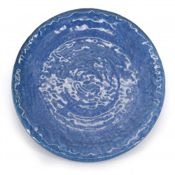 medium-sized round plate blue SETSUREI MIGIME